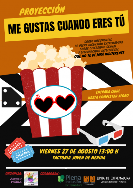 Cartel proyección cortometraje Plena inclusión Extremadura